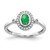 14k White Gold Diamond and Oval Cabochon Emerald Halo Ring