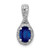 14k White Gold Diamond and Oval Sapphire Halo Pendant