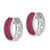 14k White Gold Diamond and Ruby Hinged Hoop Earrings - EM-81830386-3075