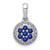 14k White Gold Diamond and Sapphire Circle Pendant