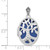 14K White Gold Diamond Cut-out Tree with Blue Fabric Interior 23mm Oval Locket