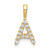 14k 1/8 carat Lab Grown Diamond VS/SI+ G+ Complete Letter A Initial Pendant