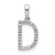 14K White Gold Diamond Letter D Initial Pendant - PM-6E137214-4054