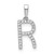 14K White Gold Diamond Letter R Initial Pendant - PM-CEB1F139-6854