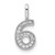 14k White Gold Diamond Number 6 Pendant - PM-C95F0CFE-6173
