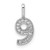 14k White Gold Diamond Number 9 Pendant - PM-7ED62733-9282