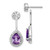 14k White Gold Diamond/Pear Amethyst Front/Back Earrings