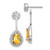 14k White Gold Diamond/Pear Citrine Front/Back Earrings