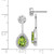 14k White Gold Diamond/Pear Peridot Front/Back Earrings