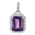 14k White Gold Emerald-cut Amethyst and Diamond Halo Pendant