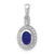 14k White Gold Halo Diamond and Cabochon Sapphire Pendant - PM-114E0262-4427