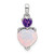 14k White Gold Heart Created Opal and Amethyst Pendant