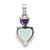 14k White Gold Heart Created Opal and Amethyst Pendant