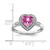 14k White Gold Heart Created Pink Sapphire and Diamond Halo Ring