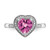 14k White Gold Heart Created Pink Sapphire and Diamond Halo Ring