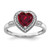 14k White Gold Heart Created Ruby and Diamond Halo Ring