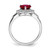 14k White Gold Heart Created Ruby and Diamond Halo Ring