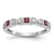 14k White Gold Heart Design 1/10 carat Diamond and Ruby Complete Band