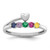 14k White Gold Heart with 5 Birthstone Mother's  Ring Mounting