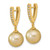 14k 10-11mm Round Golden South Sea Saltwater Cultured Pearl and .105 Carat Diamond Dangle Earrings