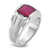 14k White Gold IBGoodman Men's Satin Created Ruby and Diamond Complete Ring