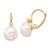 14k 10-11mm White Button Freshwater Cultured Pearl and .10 Carat Diamond Leverback Earrings