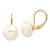 14K 10-11mm White Button Freshwater Cultured Pearl Leverback Earrings