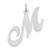 14k White Gold Large Fancy Script Letter M Initial Charm