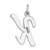 14k White Gold Large Script Letter K Initial Charm