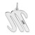 14k White Gold Large Script Letter M Initial Charm