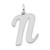 14k White Gold Large Script Letter N Initial Charm