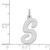 14k White Gold Large Script Letter S Initial Charm