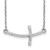 14k White Gold Large Sideways Curved Twist Cross 19 inch Necklace