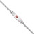 14k White Gold Medical Semi-Solid Chain/Solid Plate 25x7mm Soft Diamond Shape Centered Red Enamel Anchor Link 7 inch ID Bracelet