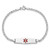 14k White Gold Medical Semi-Solid Chain/Solid Plate 25x7mm Soft Diamond Shape Centered Red Enamel Anchor Link 7 inch ID Bracelet