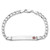 14K White Gold Medical Semi-solid Chain/Solid Plate 37x6mm Off-Center Red Enamel Curb Link 8 inch ID Bracelet