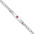 14K White Gold Medical Semi-Solid Chain/Solid Plate Soft Diamond Shape 37x9mm Centered Red Enamel Figaro Link 8 inch ID Bracelet