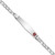 14K White Gold Medical Semi-Solid Chain/Solid Plate Soft Diamond Shape 37x9mm Off-Center Red Enamel Cuban Link 8 inch ID Bracelet