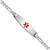 14K White Gold Medical Solid Chain/Solid Plate 24x7mm Soft Diamond Shape Centered Red Enamel Figaro Link 7 inch ID Bracelet