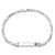 14K White Gold Medical Solid Chain/Solid Plate 26x5mm Off-Center Red Enamel Figaro Link 7 inch ID Bracelet - XM-BB1626B7-7331