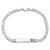 14K White Gold Medical Solid Chain/Solid Plate 26x5mm Off-Center Red Enamel Figaro Link 7 inch ID Bracelet - XM-D7C3E6AF-4854