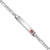 14K White Gold Medical Solid Chain/Solid Plate 26x5mm Off-Center Red Enamel Figaro Link 8 inch ID Bracelet - XM-21CFAFE1-3033