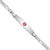 14K White Gold Medical Solid Chain/Solid Plate Soft Diamond Shape 36x9mm Centered Red Enamel Figaro Link 7 inch ID Bracelet