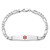 14K White Gold Medical Solid Chain/Solid Plate Soft Diamond Shape 36x9mm Centered Red Enamel Figaro Link 7 inch ID Bracelet