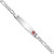14K White Gold Medical Solid Chain/Solid Plate Soft Diamond Shape 37x9mm Off-Center Red Enamel Figaro Link 7 inch ID Bracelet