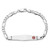 14K White Gold Medical Solid Chain/Solid Plate Soft Diamond Shape 37x9mm Off-Center Red Enamel Figaro Link 8 inch ID Bracelet