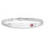 14K White Gold Medical Solid Chain/Solid Plate Soft Diamond Shape 37x9mm Off-Center Red Enamel Flat Curb Link 7 inch ID Bracelet