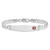 14K White Gold Medical Solid Chain/Solid Plate Soft Diamond Shape 38x9mm Off-Center Red Enamel Flat Curb Link 8 inch ID Bracelet