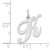 14K White Gold Medium Fancy Script Letter K Initial Charm