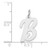 14k White Gold Medium Script Letter B Initial Charm